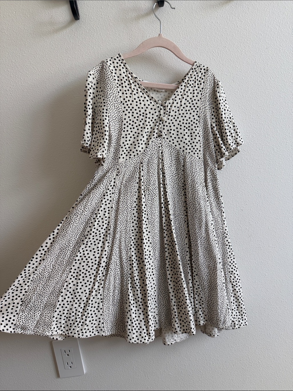 Zara Cream Dress with Black Polka Dots size nine